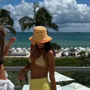 Faithfull the Brand Orange and White Striped Hat